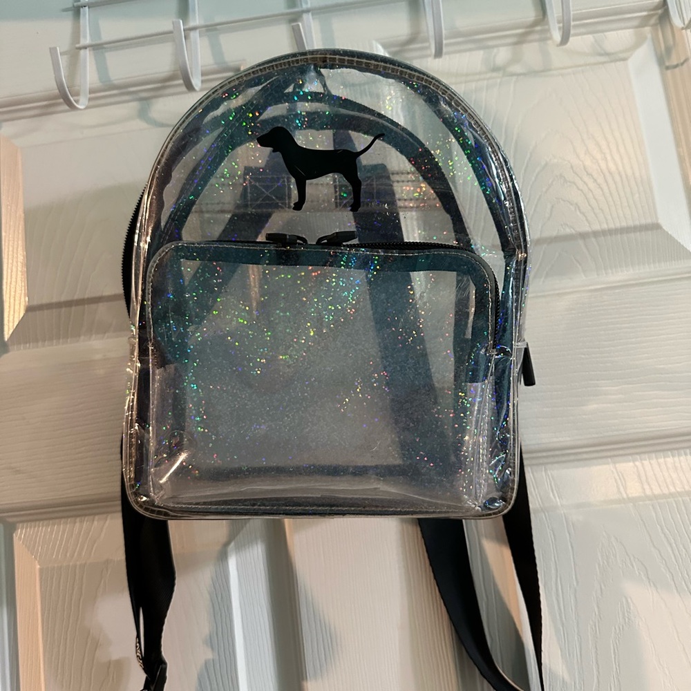 PINK Clear Glitter Mini Backpack with Dog Logo